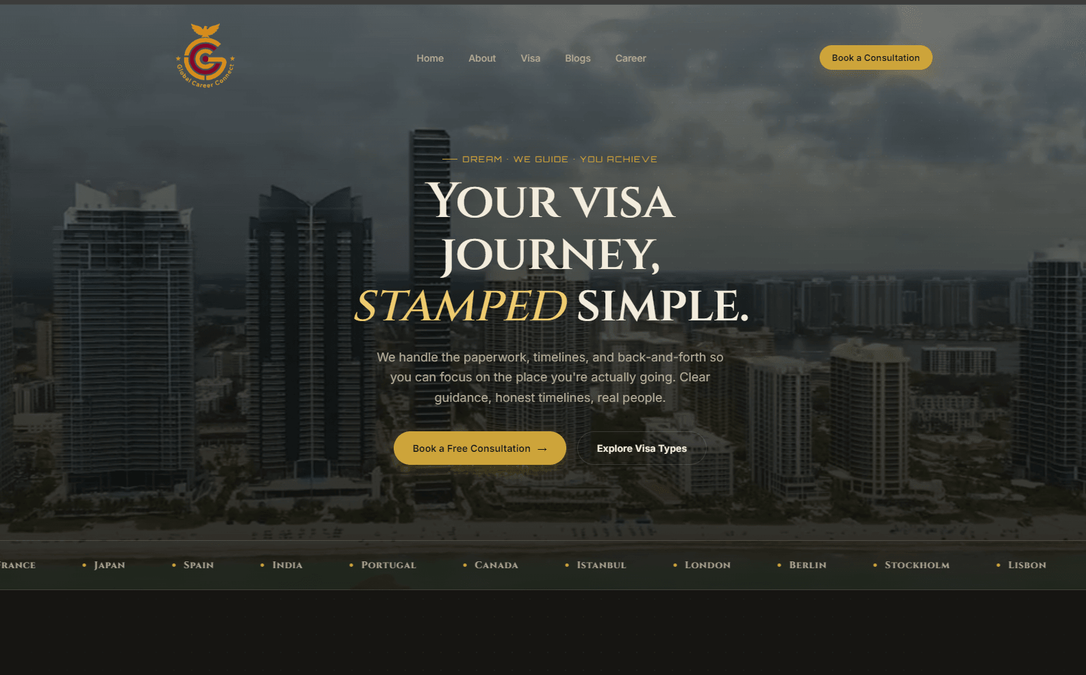 Global Career Connects website designed and developed by Codynex Technology