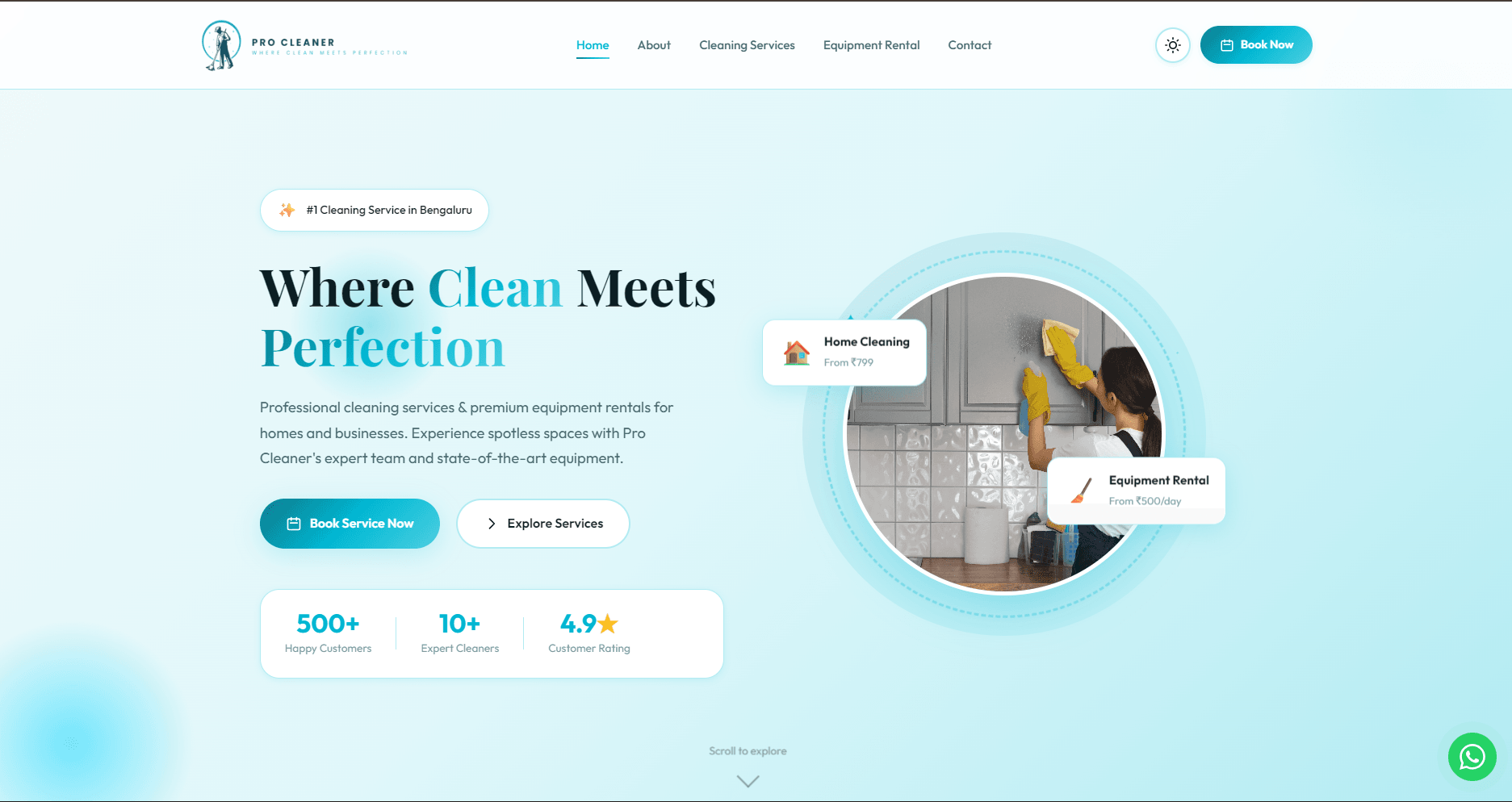 Pro Cleaner Bangalore website designed and developed by Codynex Technology