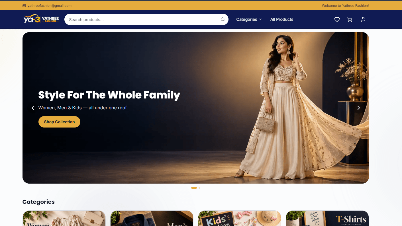 Ya3 Fashion website designed and developed by Codynex Technology