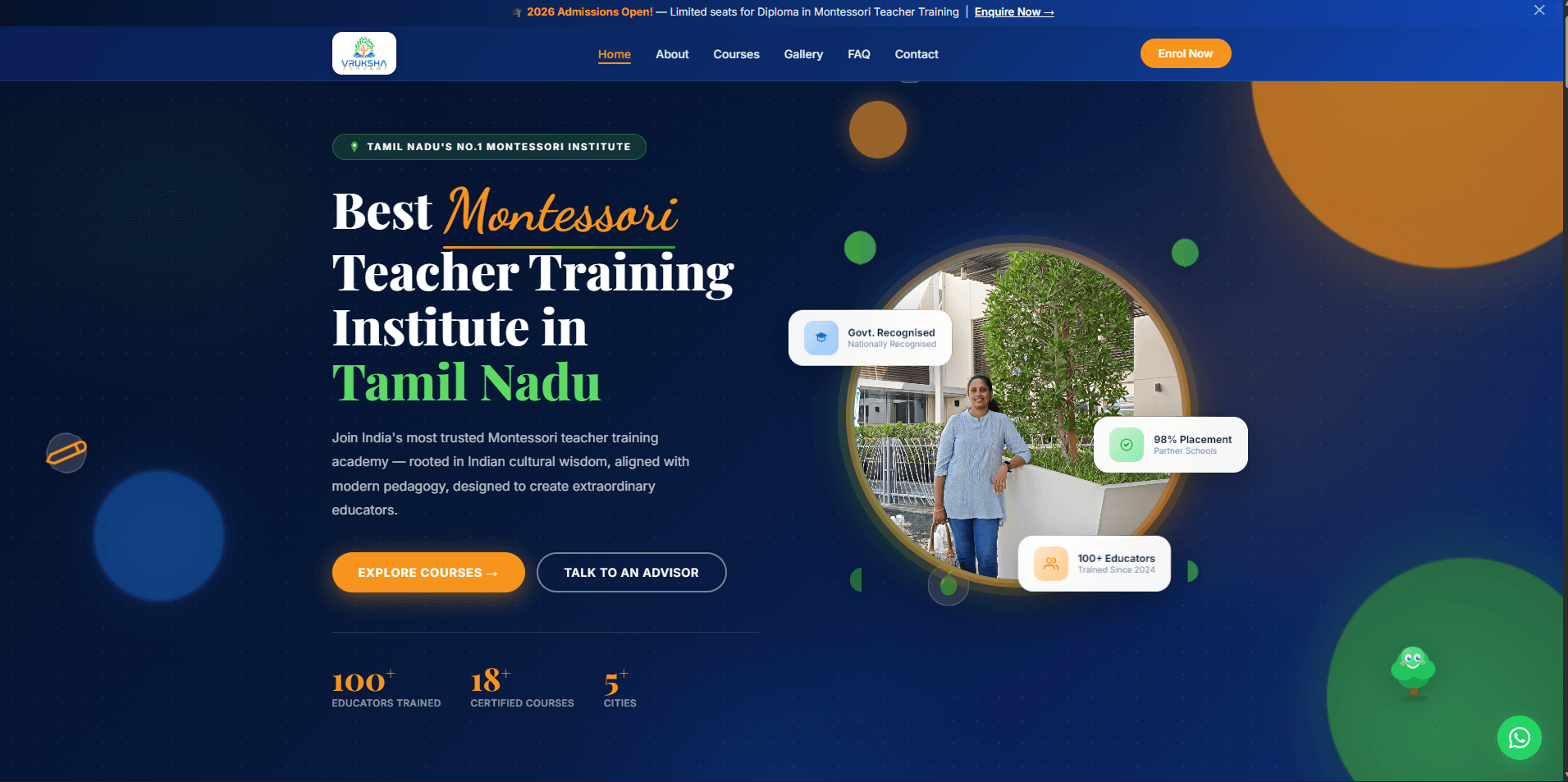 Vruksha Academy website designed and developed by Codynex Technology